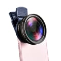 Miniatyrbilde 6 av 9: 2 I 1 Linse Universalklips 37mm Mobiltelefon Linse Profesjonell 0.45x 49uv Super Bredvinkel + Makro HD Linse For iPhone Android Red