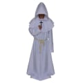 Miniatyrbild 1 av 9: Pestdoktor Cosplay Kostym Medeltida Huvförsedd Kappa Steampunk Skräckmask Hatt Vuxen Halloweenfest Rollspel Storlek S-XL White robe One Size