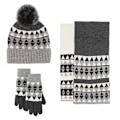 Miniatyrbild 1 av 5: Handskar Halsduk Mössa Tredelat Set Ull Varm Köldtålig Pälsboll Halsduk Tredelat Set Black triangle [three-piece set]]