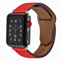 Miniatyrbilde 1 av 11: Lærreim for Apple Watch-rem 44mm 40mm 42mm 38mm 44 mm Smartklokke Tilbehør armbånd iWatch 3 4 5 SE 6 7 red 42mm or 44mm