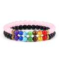 Pikkukuva 2 / 4: 2 kpl/setti 7 Chakra -rannekoru naisille miehille Tasapaino Buddha Reiki Rukous Tiikerinsilmä Musta Luonnonkivihelmet Jooga Rannekorut 6MM Style 20