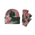 Miniatyrbild 5 av 5: Ull Tie-Dye Handskar Mössa Tvådelad Varm Gradient Stickad Öronlapps Mössa Set Red tie-dye suit