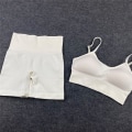 Miniatyrbild 1 av 11: Yoga BH Crop top Sport BH Träningskläder Sömlös Polyester Gym Set 2pcs White1 M