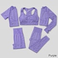 Miniatyrbild 1 av 11: Yoga Set Träningskläder Sportkläder Gym Kläder Fitness Leggings Toppar För Kvinnor 5 pcs set purple M