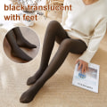 Miniatyrbilde 5 av 11: Forede Strømpebukser Hud Effekt Dame Vinter Gjennomsiktige Strømper Termisk Fleece Tights for Dame Plysj Sokk Bukser Varme Leggings pure black step foot 85g Thin (Spring)