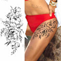 Miniatyrbilde 4 av 4: Lilla Rose Smykker Vannoverføring Tatoveringsklistremerker Kvinner Kropp Bryst Kunst Midlertidig Tatovering Jente Midje Armbånd Flash Tatoveringer Blomst model 5