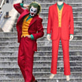 Pikkukuva 3 / 5: Elokuva Joker Cosplay Puku Täysi Setti Asut Miesten Halloween-asut Joker-univormu Punainen Puku Halloween Miehet Naiset Asu+Naamio only wig One size