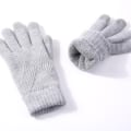 Miniatyrbilde 2 av 11: Varme strikkede hansker med fulle fingre for kvinner og menn, solide ullvotter med berøringsskjerm, tykke varme sykkel- og kjørehansker H46 Dark Gray One Size