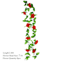 Miniatyrbillede 1 af 11: 2,3 m Blomsterguirlande Kunstig Blomstersnor med Blade Silke Sakura Kirsebærblomst Efeu Ranke til Hjemmehave Bryllupsbue Dekoration F06  red vine