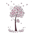 Miniatyrbillede 1 af 5: Vidunderlig Rosa Sommerfugl Blomst Træ Aftagelige Wallstickers Vægdekoration, Stue Soveværelse Hus Dekoration Klæbende DIY Kunst Vægklistermærker