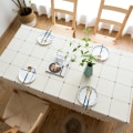 Miniatyrbilde 3 av 11: Duske Cotton Linen Ensfarget Rutete Støvtett Duk Rektangulær Duk Green 140*140cm