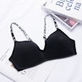 Pikkukuva 1 / 5: 75-85 A/B Kuppi Naisten Langattomat Rintaliivit Saumattomat Kirjainolkaimet Rintaliivit Seksikkäät Alusvaatteet Säädettävä Push Up Bralette Black 80