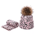 Miniatyrbild 2 av 11: Vinter dam pompon mössa halsduk set Leopard Sexig utomhus varm 2-delars päls pom pom mössa halsduk hedging mössor för kvinnliga tjejer Q