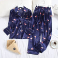 Miniatyrbild 2 av 4: Långärmad pyjamas Höst Is-silke Långärmad byxdress Tryck Mode Pyjamas Set Baby pink L