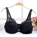 Miniatyrbilde 1 av 8: Dame Blonde BH Dyp V Push Up Brystholder Formende Vatterte BH-er Undertøy Broderi Lingeri Pluss Størrelse BH Black 40D