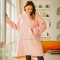 Miniatyrbilde 10 av 11: Dame Teppe Genser Kåpe Vinter Hettegensere Utendørs Hettejakker Varm Komfort Morgenkåpe Jule Fleece Teppe Sudadera Mujer 848 gray One Size