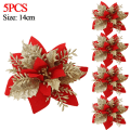 Miniatyrbild 6 av 11: 5/10 st 14cm Glitter Julstjärna Jul Konstgjorda Blommor med Klämmor DIY Julgransprydnader Krans Öppen Spis Dekorationer Red (10pcs)