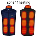 Miniatyrbilde 1 av 11: Herre Utendørs USB Infrarød Varmevest Jakke Herre Vinter Elektrisk Oppvarmet Vest Vattert Vest For Sport Fotturer Oversized 5XL 11 areas Twill blue 6XL