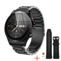 Miniatyrbilde 4 av 5: Smartklokke Yijian Opptak Full rund Full berøringsskjerm Bluetooth-anrop Stemmeassistent Sport Smartklokke Silver three-bead steel belt