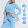 Miniatyrbild 1 av 4: Yoga Set Träningsset Dam Sportkläder Fitnesskläder För Kvinnor 5Pcs-blue M