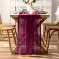 Miniatyrbillede 2 af 11: Chiffon bordløber hvid bryllup simpel hotelbord Fest festdekoration dug Bordløber Romantic White 73*220cm