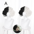Miniatyrbillede 5 af 7: Halloween Cosplay Cruella De Vil Kuila Halv Sort Halv Hundrede Små Korte Krøllede Cos Paryk Parykhætter til Fremstilling af Parykker Danganronpa D One size