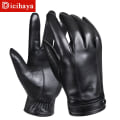 Miniatyrbilde 11 av 11: Herre Ekte Saueskinn Hansker Høst Vinter Høy Kvalitet Varme Berøringsskjerm Full Finger Svarte Hansker 6010 black XL