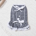 Miniatyrbild 1 av 6: Husdjurskläder Vår och Sommar Kattkläder Spets Tartan Kjole Tartan skirt-black and white plaid M