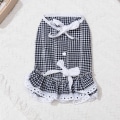 Miniatyrbild 5 av 7: Husdjurskläder Vår och Sommar Kattkläder Spets Tartan Kjole Tartan skirt-blue and white plaid L
