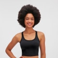 Miniatyrbilde 5 av 10: Yoga BH Smørmyk Racerback Crop Tank Topp Medium Støtte for Trening Fitness Løping Lilac Grey XS
