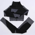 Miniatyrbild 11 av 11: Yoga Set Träningskläder gym fitness för damer träningsdräkt 3 Pcs set black gray M