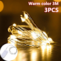 Miniatyrbillede 1 af 11: 3 STK Stjerneklart Romantisk LED Gardinlys til Juletræ/gave/Hjem/Guirlande/Dekoration Warm white 3M-3PCS