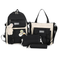 Miniatyrbild 1 av 11: 4 st/set Skolryggsäckar för damer Skolväska Daisy Canvas för tonårsflickor Student College Bokväska Pojkar Portfölj Bolsas Mochilas E Black Backpacks