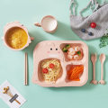 Miniatyrbilde 7 av 7: Baby Barn Servise Produkter Matesett Tegneserie Tallerkener Barnefat Barn Trening Spise Mat Skål Skje Gaffel Pink-4Pcs Set