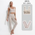 Miniatyrbilde 5 av 11: Yoga Sett Treningsklær Topper Og Tights Sportsdrakter For Kvinner BraPants Black S