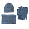 Miniatyrbild 10 av 11: Vintermössa Halsduk Handskar Tredelat Set Fleecefodrad Pekskärm Utomhus Kallt Väderskydd Förtjockad Stickad Gray three-piece set
