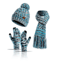 Miniatyrbild 8 av 8: Höst och Vinter Ny Stickad Ull Europeisk och Amerikansk Färg Hatt Förtjockad Halsduk Touch Screen Handskar Tredelat Set Black