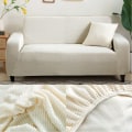 Miniatyrbillede 1 af 11: Tykt sofabetræk Jacquard ensfarvet trykte sofabetræk til stue sofabetræk hjørnesofa slipcover L form cream 1-seater(90-130cm)