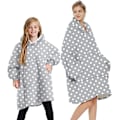 Pikkukuva 11 / 11: Loalirando Oversized Hupparipeitto Pehmeä Fleece Hupparipeitto Naisille Miehille Lapsille Puettava Huppupeitto Isollla Taskulla Grey - Sheep One Size
