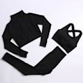 Miniatyrbild 1 av 11: Yoga Set Träningskläder gym fitness för damer träningsdräkt 3 Pcs set black M