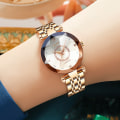 Miniatyrbillede 3 af 9: Ocean Heart Brand Stjernebesat Himmel Diamant Overflade Lys Multi-Overflade Glas Massiv Stållænke Dame Vandtæt Ur Rose gold and blue face