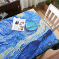 Pikkukuva 1 / 5: Eurooppalaistyylinen Van Gogh Aprikoosinkukka Eksoottinen Tähtitaivas Taide Kuuluisa Maalaus Pitkä Pöytäliina Ravintola Maalaushuone Taide Luokkahuone Pöytäliina Starry sky 145*300