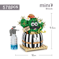 Miniatyrbild 8 av 11: Kreativa Roliga Kaktus Byggklossar Gör-det-själv Simulering Suckulent Krukväxt Grön Växt Blomma 3D Modell Mini Tegel Barnleksak Present 1670 No box