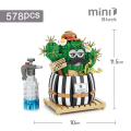 Miniatyrbild 8 av 11: Kreativa Roliga Kaktus Byggklossar Gör-det-själv Simulering Suckulent Krukväxt Grön Växt Blomma 3D Modell Mini Tegel Barnleksak Present 1672 No box