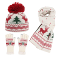 Miniatyrbilde 8 av 8: Dame Jule Strikket Lue Hansker Skjerf Tredelt Fortykket Ullue Three-piece set-Red