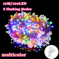 Pikkukuva 1 / 5: 100 LED 10M Keijuvalosarja LED-nauhavalot Vedenpitävä Jatkojohto Kodin Sisustus Joulujuhlat Multicolor 10M