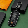 Miniatyrbild 2 av 9: För Porsche Cayenne Taycan Nyckelskydd Panamera Macan718/911 Bilnyckel Skyddsskal Äkta Läder Väska Brown leather hanging buckle