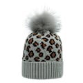 Miniatyrbillede 6 af 8: Efterår og Vinter Strikket Hue Dame Leopard Print Uld Strikket Hue Moderigtig Varm Stor Pelskvast Hue Rust red