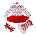 Miniatyrbild 2 av 9: Långärmad Jul Nyfödd Baby Kläder Höst Spetsdesign Romper Jumpsuit Hårband 4 st ropa bebe Jul Cosplay Kostym as photo32