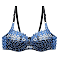 Miniatyrbild 1 av 8: Sexig transparent BH med spetsbroderi för kvinnor, plus size behå, bralette, färgpatchwork-BH Blue 80C